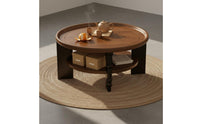 Solid Wood Construction Round Wooden Coffee Table Elegant Appearance Wooden Coffee Table Easy Assembly for Small Areas