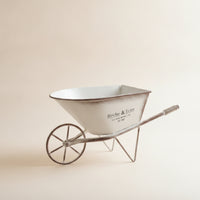 Tabletop Wheelbarrow Planter with Handle Handles Rustic Wheelbarrow Flower Pot Distressed Plant Holder Weathered for Decorators, Gardeners, Desktop, Balcony, Patio, Garden