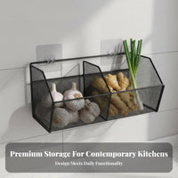 Hanging Kitchen Storage Bin Space Saving Wall Mounted Pantry Organizer Versatile Wall Mounted Produce Basket for Renters, Under Cabinet, Lavatory