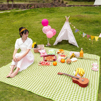 Outdoor Rug and Picnic Blanket for Travel, Oxford Cloth Camping Mat with Shoulder Strap, Double-Sided Waterproof Mat, Ethnic Camping Blanket