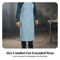 Bovine Leather Welder's Apron Anti-Scald Joining Apron Spatter-Resistant for Metalworkers, Blacksmiths, Workshop, Garage
