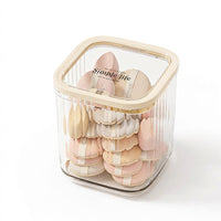 Cosmetic Organizer with Press Open Hinged Lid, Clear Acrylic Makeup Container for Dresser Top and Bedroom Puff Storage Box