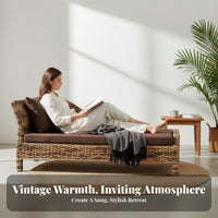 Southeast Asian design Woven Strap Chaise Vintage Design Asymmetrical Woven Lounger Designer Piece Lounge Seating Ergonomic Shape for Interior Designers, Homeowners, Adults, Living Room, Showroom, Sunroom, Bedroom