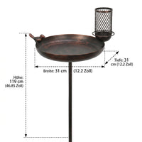 Standing Metal Bird Bath, Bird Bath for Wild Birds, Garden Water Bowl, Distressed Bronze Bird Feeder