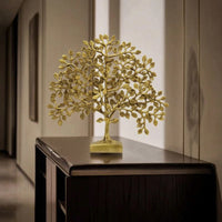 Metal Tree Statue Gold-Tone Brass Tree Lustrous Showpiece for Living Room, Entryway