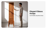 Chinese Design Folding Screen Double-Sided Antique Carved Room Separate R Reversible Panels Hand-Carved Folding Screen for Entryway, Tea House