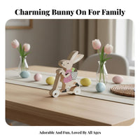 Wooden Hare on Cute Design Bunny with Egg Basket Figurine Rustic Charm Wooden Bunny Figurine for Kids, Parents, Tiered Tray, Mantel, Nursery