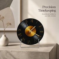 Retro Vinyl Record TV Cabinet Desktop Clock Ornament with Stand