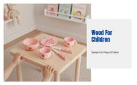 Wooden Pretend Kitchen Accessories for Children Tableware Set Bowl Mug Plate Spoon Educational Toy