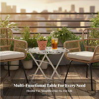 Foldable Folding Round Side Table Space Saving Folding Outdoor Table Compact Size Home Furniture Portable for Apartment Dwellers, Homeowners, Gardeners, Living Room, Balcony, Bedroom, Poolside