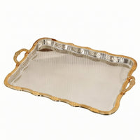 Metal Serving Tray Serving Tray with Handles Openwork for Sideboard