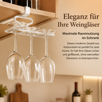 Wine Glass Holder, Hanging Glass Holder, Glass Holder Under Cabinet, 31cm, Matte, Drill-Free, Modern, Space-Saving