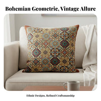 Bohemian Design Throw Pillow Versatile Bohemian Pillow Cover Soft Material Boho Pattern Cushion Cover for Adults, Women, Living Room, Bedroom, Car