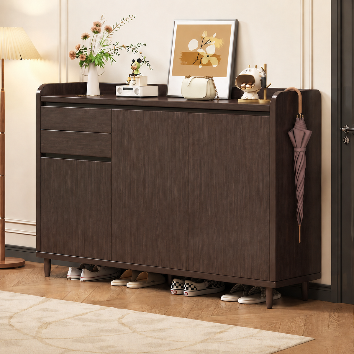 Modern Minimalist Shoe Rack 120cm Width Shoe Cabinet Entrance Storage Footwear Cabinet