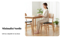 Padded Seat Upholstered Wood Frame Chair Modern Minimalist Design Upholstered Wooden Chair Japanese aesthetic Seating Furniture Ergonomic spine supportrest for Interior Decorators, Homeowners, Families, Dining Room, Home Office, Kitchen, Restaurant