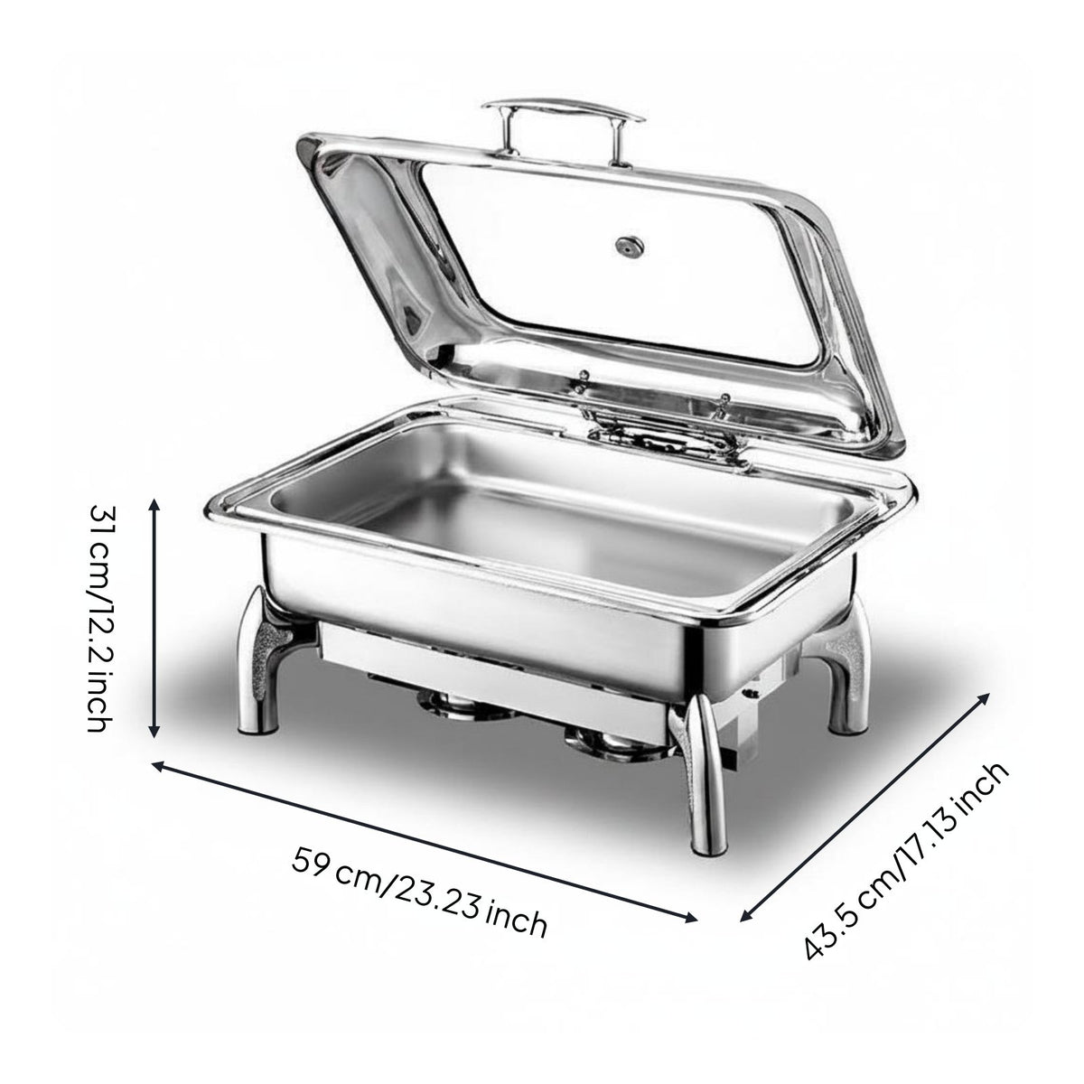 Two-Way Heating Electric Alcohol Chafer Heat Retention Hydraulic Lid Buffet Warmer for Caterers, Restaurant Owners, Banquet, Catering Event