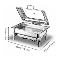 Two-Way Heating Electric Alcohol Chafer Heat Retention Hydraulic Lid Buffet Warmer for Caterers, Restaurant Owners, Banquet, Catering Event