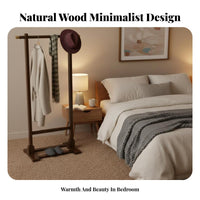 Minimalist Design Floor Clothing Rack Easy to Assemble Unattached Standing Clothes Rack Sturdy and Long-Lasting Bamboo Coat Stand Strong Load-Bearing for Renters, Students, Adults, Entryway, Apartment, Guest Room