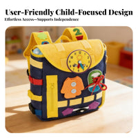 Flap-Top Felt Activity Backpack Adjustable Straps Soft Structured Backpack Sturdy Materials Kids Busy Bag Roomy Main Compartment