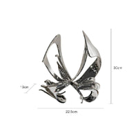 Butterfly Sculpture Silver Alloy Art Piece Decor Reflective Figurine for Homeowners, Living Room