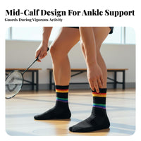 Sweat-Wicking Cushi Single D Badminton Socks Wear-Resistant Breathable Mesh Socks Comfortable for Athletes, Adults, Running, Basketball