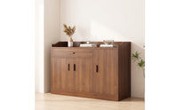 Storage Sideboard Freestanding Storage Cabinet with Doors Wood-Grain Three-Door Cabinet for Apartment Renters, Kitchen, Dining Room