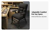 Sit and Lie Function transformable Lounger Adjustable Recline Reclining Chair Ergonomic Design Folding Armchair Padded Cushioning for Office Workers, Students, Homeowners, Home, Living Room, Bedroom, Balcony