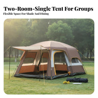 Portable 8-10 Person Outdoor Shelter Waterproof Family Camping Tent Double Layer Design Multi-Room Tent Good Ventilation for Group Campers, Families, Campsite, Park, Backyard, Picnics