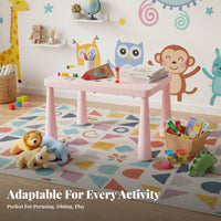 3 Pieces Childchild-safe Design 3-Piece Toddler Seating Group Easy to Clean Adjustable Height Rectangular Table with Chairs Multi-Purpose children's Furniture Lightweight for Preschoolers, Daycare Providers, Kindergarten, Playroom, Classroom, Crafts