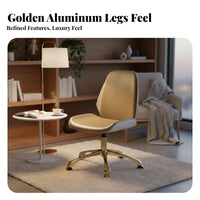 Height Adjustable Armless Upholstered Caster Chair gilded Base Office Furniture 360-Degree rotate Luxury & aesthetic for Students, Women, Study Room, Bedroom
