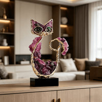 Luxury Crystal Lucky Cat Figurine for Entryway, TV Cabinet, Office Desk, Grand Opening Gift