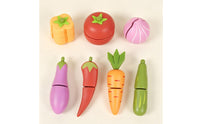 Pretend Fruit and Vegetable Basket Slatted Wooden Fruit Basket Toy  Print for Children
