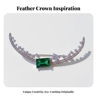 Rhinestone Feather Brooch Golden Finish Crystal Feather Brooch Vintage Design Pave Leaf Pin for Women, Adults, Special Occasions, Weddings, Parties