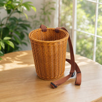 Backpack Basket Cylindrical Wicker Backpack Adjustable Picnic Basket with Shoulder Straps for Children, Kids, Picnics, Outdoor-Activity, Gardening