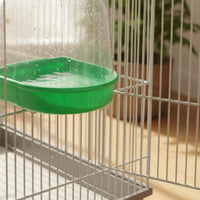 Easy to Clean Bird Enclosure Bath Container Hanging Design Parrot Bath Tray Safe Plastic Pet Accessory for Parrots, Small Birds, Budgies