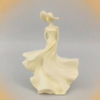 Graceful Figurine with Hat Elegant Tabletop Sculpture Smooth Woman Figurine Aesthetic for Living Room, Office