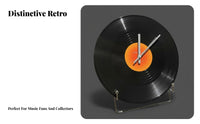 Vintage Look LP Vinyl Table Clock Ideal Birthday Gift Vinyl Clock Unique Design for Music Lovers, Students, Office, Bedroom, Studio