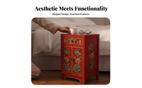 Hand-Painted 2-Drawer Cabinet Vintage Look Nightstand Distressed Finish Fully Assembled for Partners, Adults, Guest Room