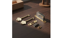 Piano Lock with Keys Brass-Colored Piano Lock Hardware Flush Mount Inset for Woodworkers, Pianos, Instrument Cases