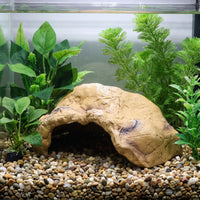 Mineral Retreat with Terrace Resin Reptile Cave Realistic Reptile Hide Cave for Reptiles, Turtles, Aquarium