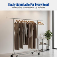 Garment Rack with Wheels, Foldable Metal Display Stand, Adjustable Bar, Display