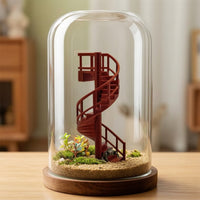 Miniature Spiral Staircase Wooden Staircase with Round Base Compact Decor for Hobbyists, Collectors, Dioramas, Miniature Gardens, Holiday Displays
