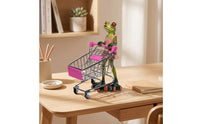 Frog Figurine with Shopping Cart Charming Miniature Shopping Cart Figurine Statue for Desk
