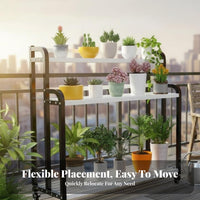 Indoor & Outdoor Use Multi-Tier Plant Stand Mobile with casters Multi-Tier Rolling Plant cart Freestanding Flower Pot Shelf Space-Saving for Gardeners, Apartment Dwellers, Homeowners, Balcony, Living Room, Garden, Corner