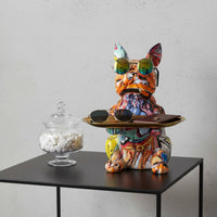 French Canine Statue Tray Multi-Functional French Canine Key Holder Desktop Storage Tray Decorative Feature Piece for Desktop