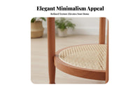 Nordic Design 2-Tier Round Side Table Vintage design two-levellevel Round Stand with Woven Shelf space-saving Size Nightstand Tapered Legs for Apartment Dwellers, Homeowners, Students, Living Room, Corner Space, Bedroom, Entryway
