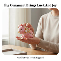 Pig Jewelry Box Decorative Ornament Astrological Pig Storage Box Crystal Accented Hinged Piglet Jewelry Holder for Collectors, Women