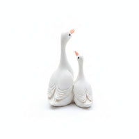 Layered Feather Detail Conjoined Duck Ornament Orange Beak Double Duck Statue Black Painted Eyes House Decoration White for Rockery, Bonsai, Micro-Landscape, Outdoors