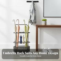 Freestanding Umbrella Rack Removable Water Tray Metal Umbrella Stand Holds Long & Short Parasols Large Capacity for Home, Lobby