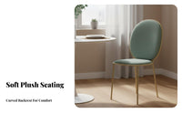 Nordic Design Upholstered Oval-Back Chair Minimalist Design Household Furniture Ergonomic Backrest Accent Seat Light Luxury Aesthetic for Young Adults, Office Workers, Dining Room, Restaurant, Kitchen, Bedroom